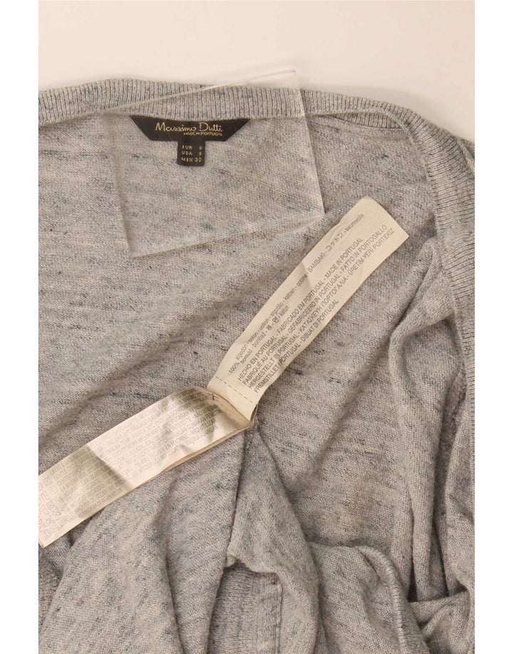Massimo Dutti Offener Damen-Cardigan-Pullover UK 10 Small Grau gefleckte Baumwolle
