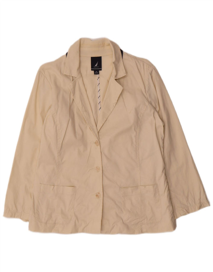 Nautica Damen 3-Knopf-Blazerjacke US 10 Large Beige Baumwolle