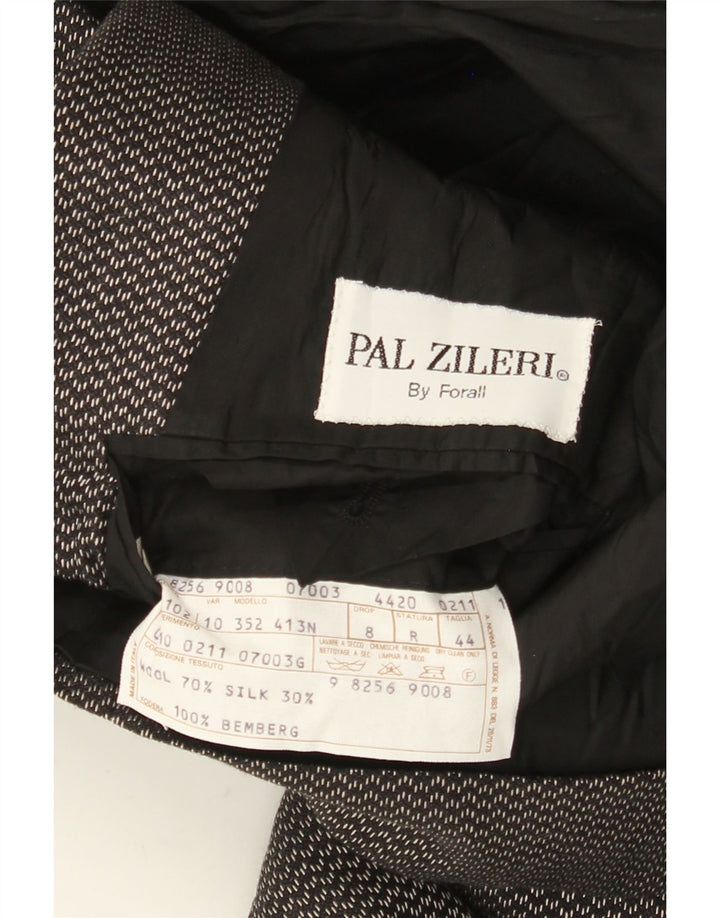 Pal Zileri Herren 1-Knopf-Blazerjacke IT 44 XS schwarz gefleckte Wolle
