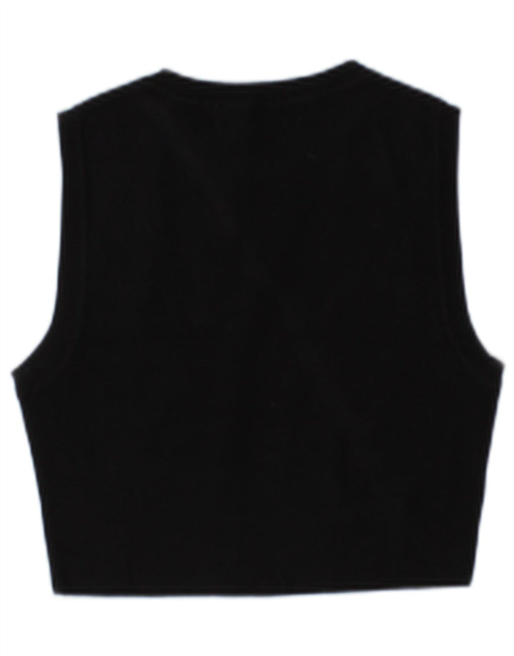 Zara Damen Crop Vest Top UK 14 Große schwarze Viskose