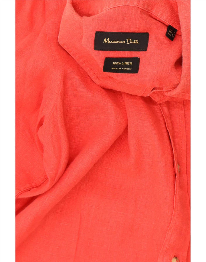 Massimo Dutti Herrenhemd Mittelrotes Leinen