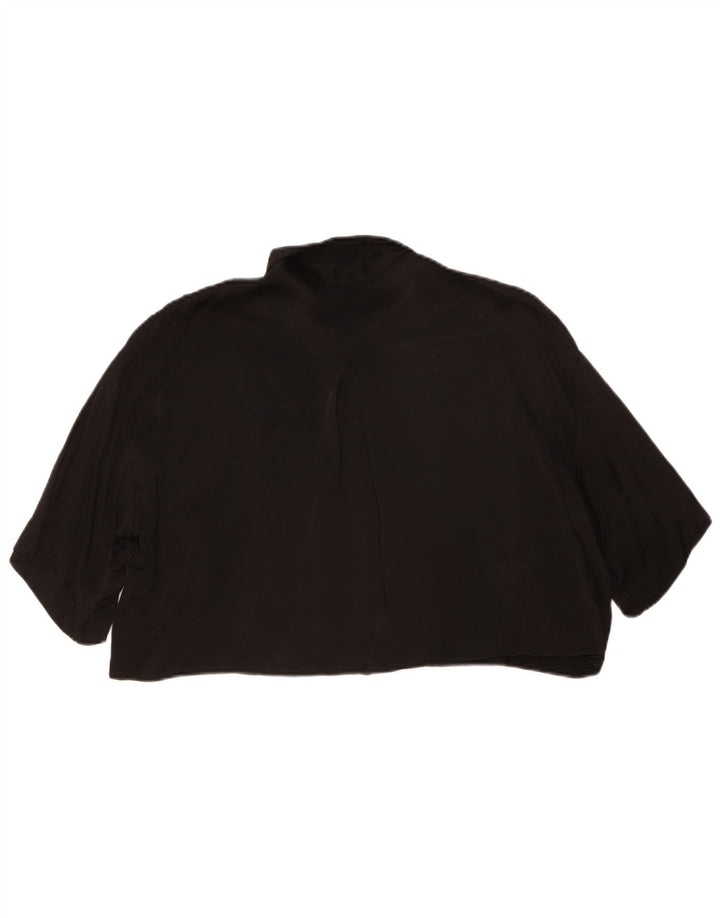 Zara Damen übergroße Crop-Kurzarm-Hemdbluse UK 14 Mittelschwarz