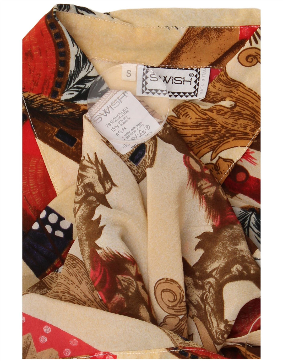 Swish Damen Longline-Hemdbluse mit abstraktem Muster UK 10 Small Beige