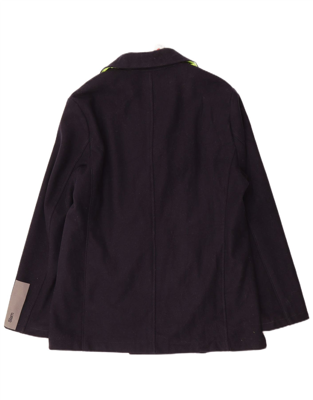 Slam Herren Pea Coat UK 42 XL Marineblaue Wolle