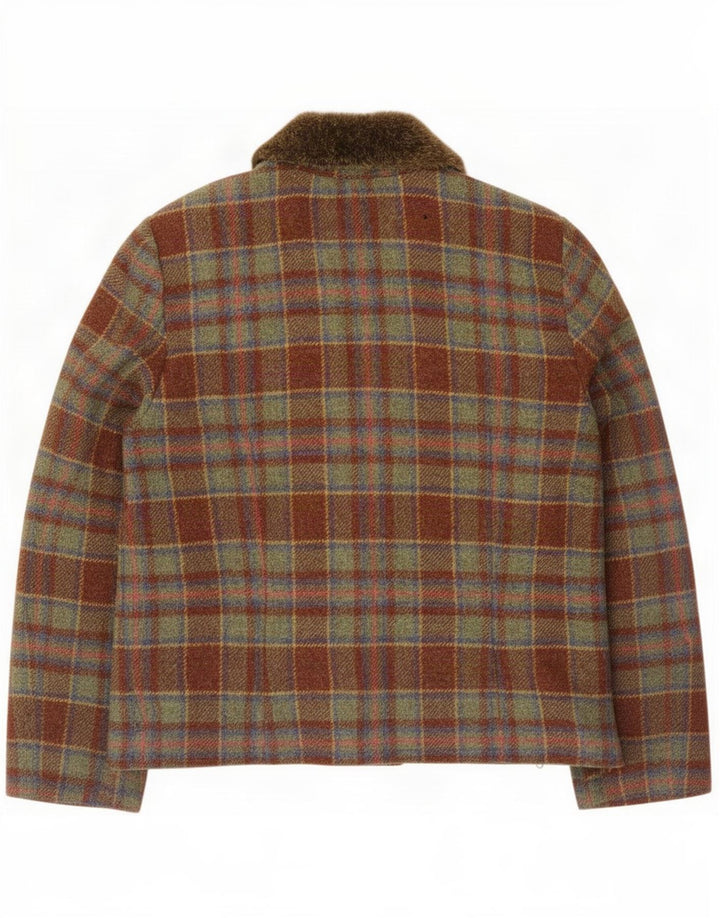 Monsoon Damen-Blazerjacke mit 5 Knöpfen, Gr. 16, groß, grün kariert, Wolle