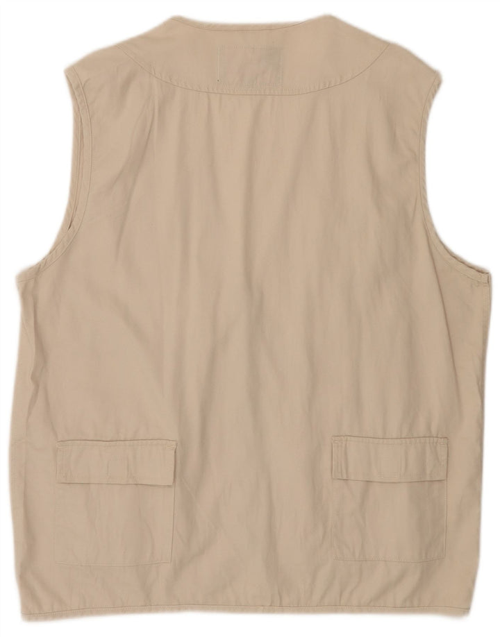 Vintage Herren Utility Gilet UK 42 XL Beige Baumwolle