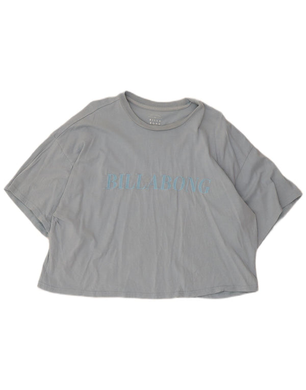 Billabong Damen Crop Graphic T-Shirt Top UK 14 Mittelblaue Baumwolle