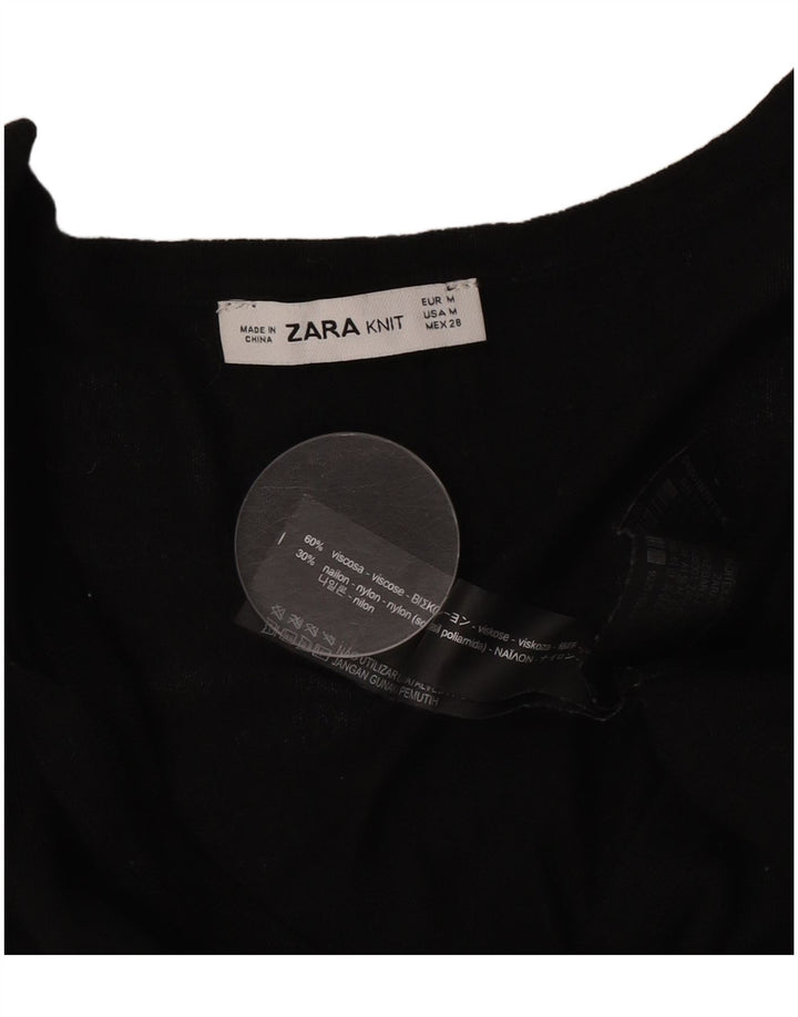 Zara Damen-Pullover mit V-Ausschnitt, Gr. 14, mittlere schwarze Viskose