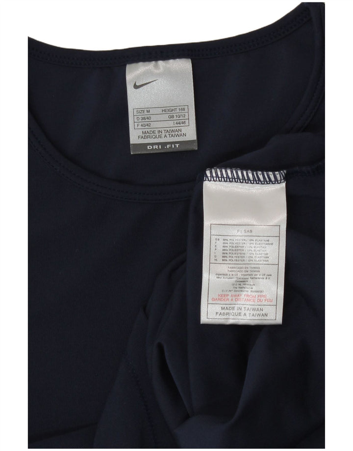 Nike Damen Dri Fit T-Shirt Top UK 10/12 Medium Marineblau Polyester