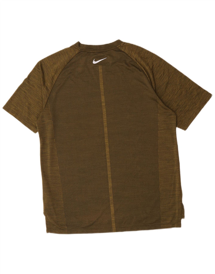 Nike Herren Dri Fit T-Shirt-Oberteil aus mittelkhakimeliertem Polyester
