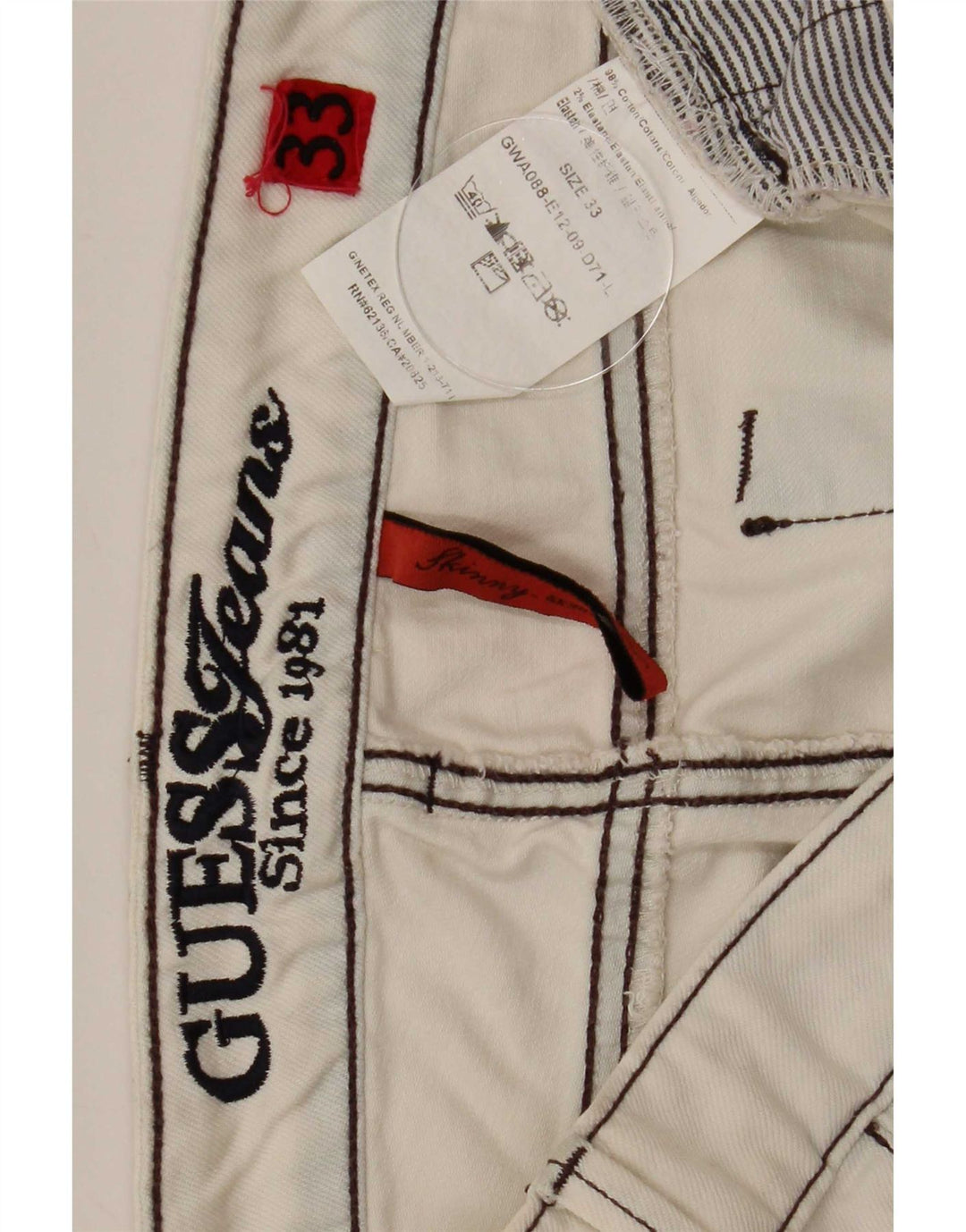Guess Damen Slim Jeans W33 L34 Off White Baumwolle