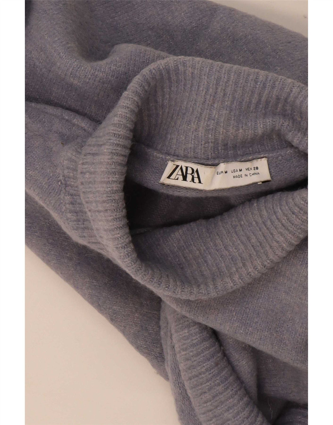 Zara Damen Crop Oversized Rollkragenpullover Pullover UK 14 Mittelblau
