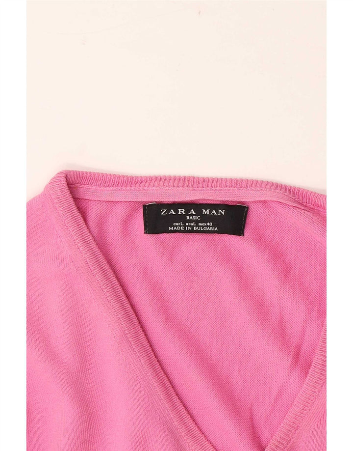 Zara Herren-Pullover mit V-Ausschnitt, Größe L, Rosa