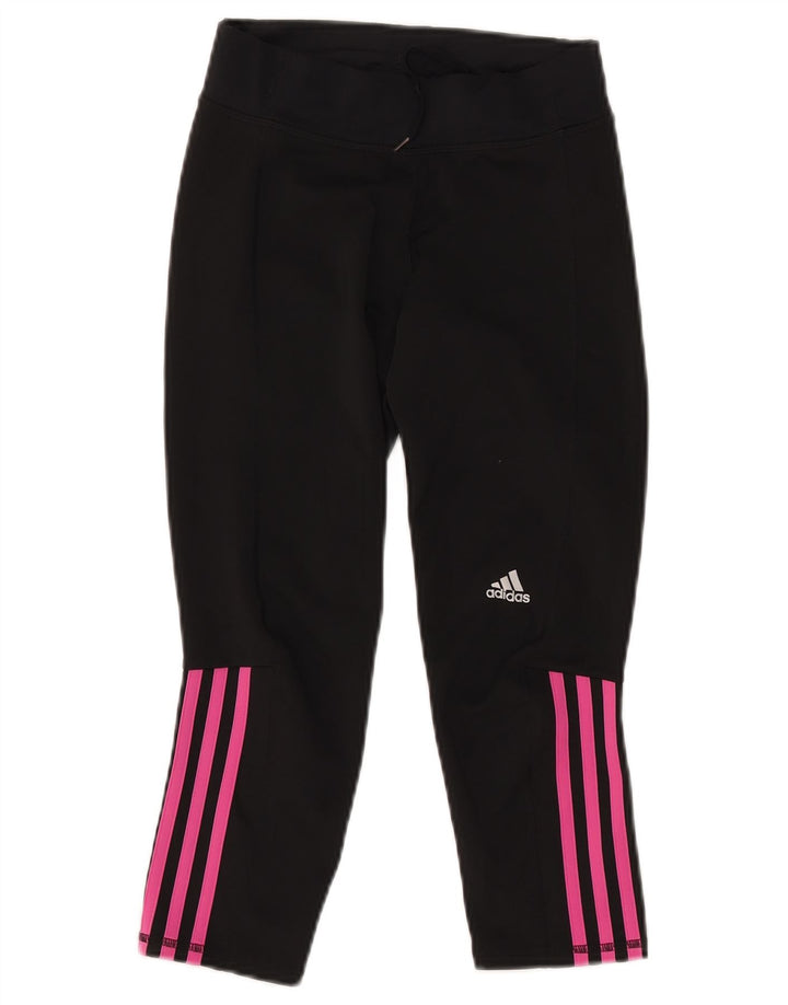 ADIDAS Damen Capri-Leggings UK 4/6 XS Schwarz Polyester