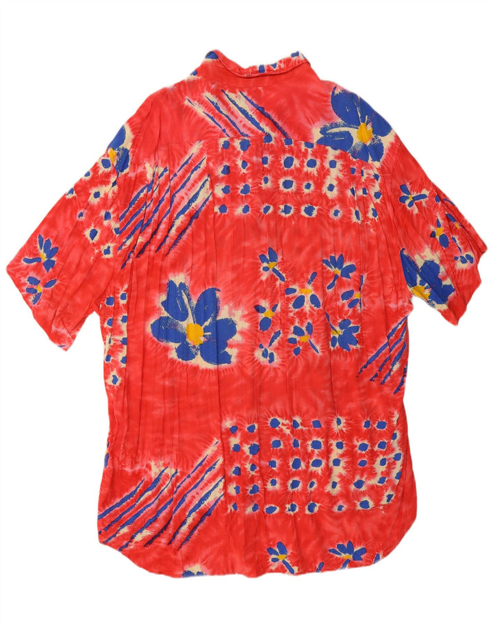 JAMS WORLD Mens Short Sleeve Shirt XL Red Floral Rayon
