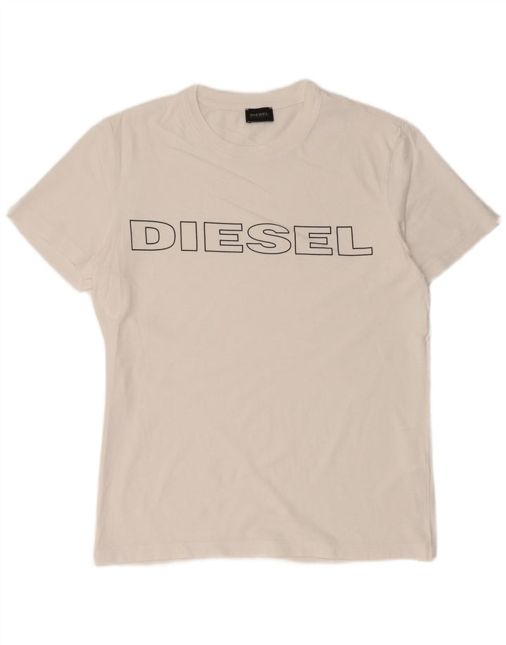 DIESEL Herren-T-Shirt mit Grafik, Größe S, weiße Baumwolle