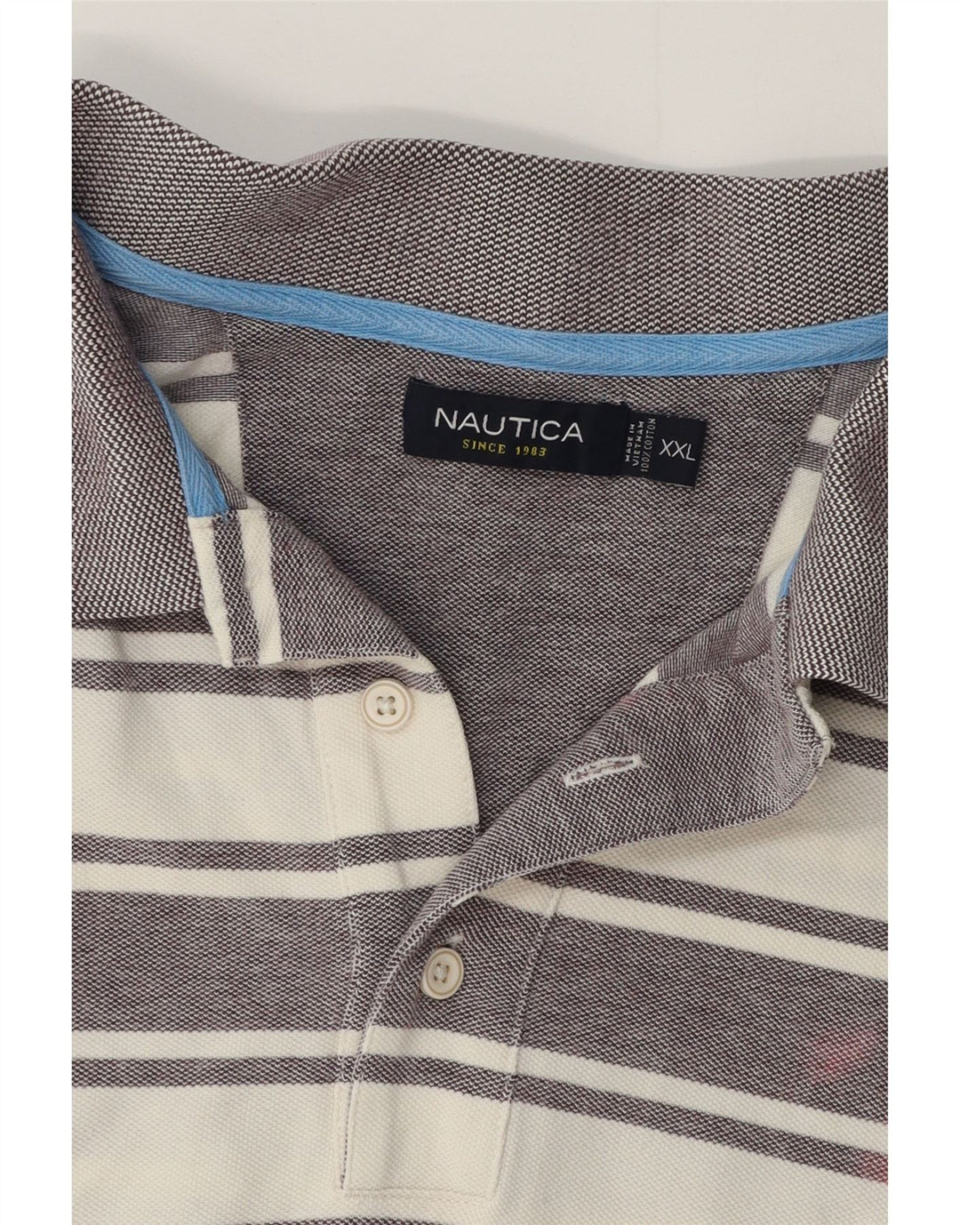 NAUTICA Herren Poloshirt 2XL grau gestreift aus Baumwolle