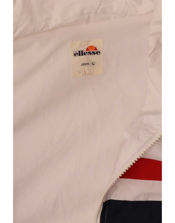 Ellesse Herren-Trainingsanzugoberteil mit Grafik, Größe L, Weiß, Farbblock