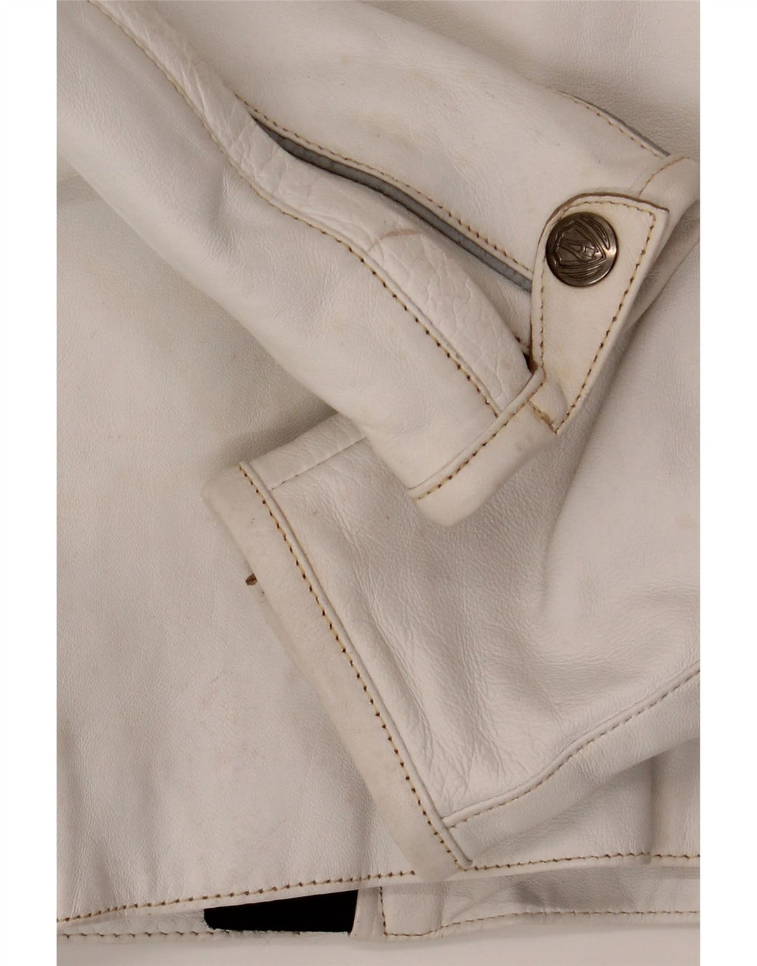 Arlen Ness Damen Leder Bikerjacke UK 18 XL Off White Leder