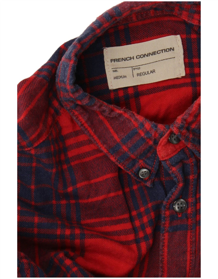 French Connection Herren-Flanellhemd mit normaler Passform, Mittelrot kariert