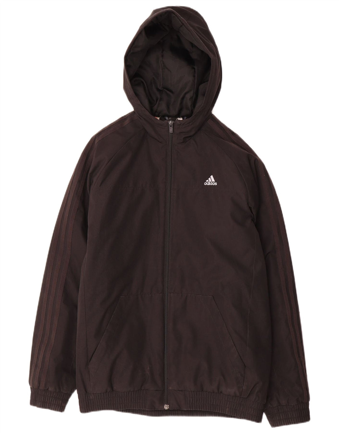 Adidas Jungen-Windbreakerjacke mit Kapuze, 15–16 Jahre, schwarzes Polyester