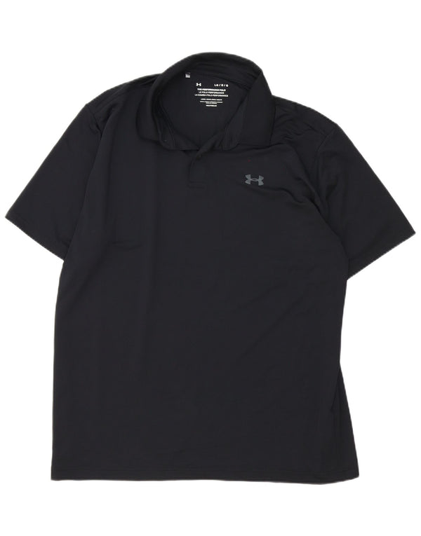 Under Armour Mens Heat Gear Polo Shirt Large Black Polyester
