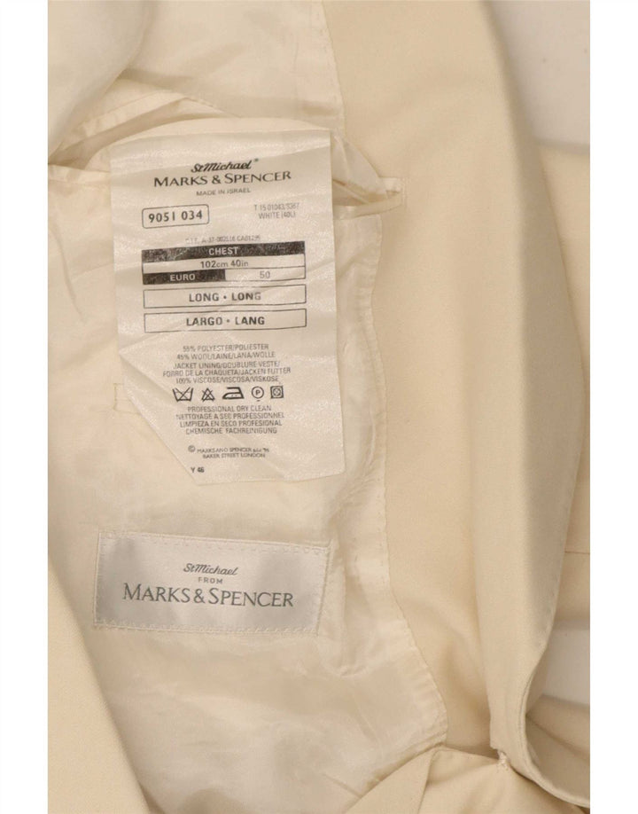 Marks & Spencer Herren-Blazer, lang, 1 Knopf, Gr. 40, Mittel, gebrochenes Weiß
