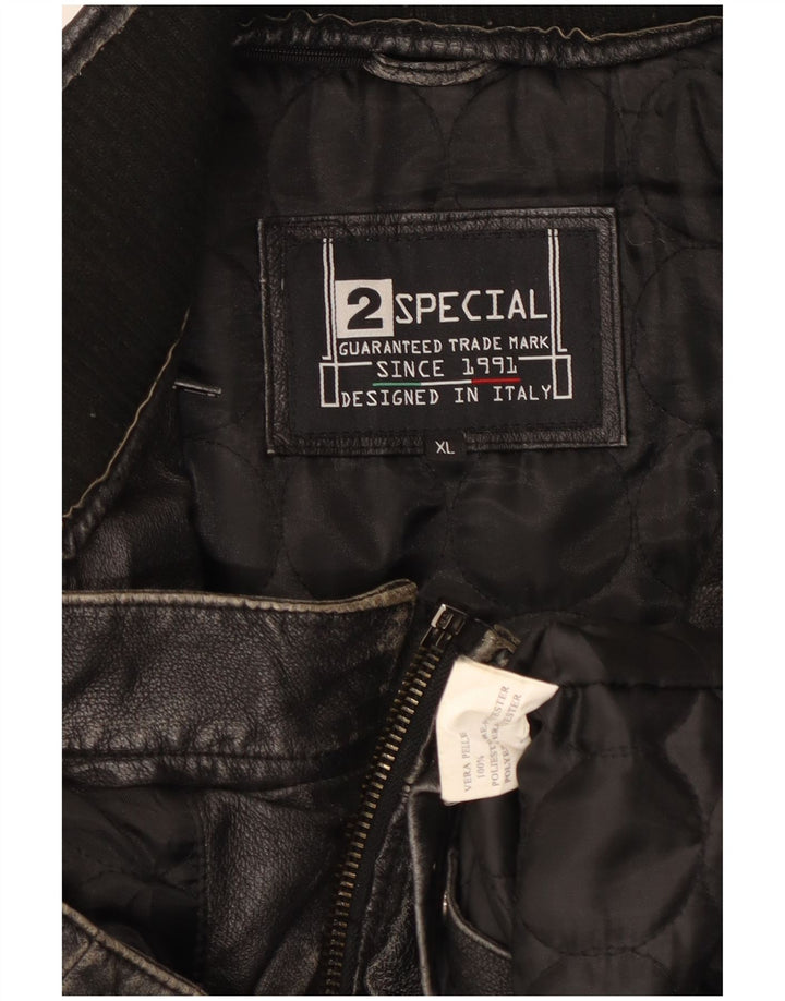 Vintage Herren Biker Lederjacke UK 42 XL Schwarzes Leder