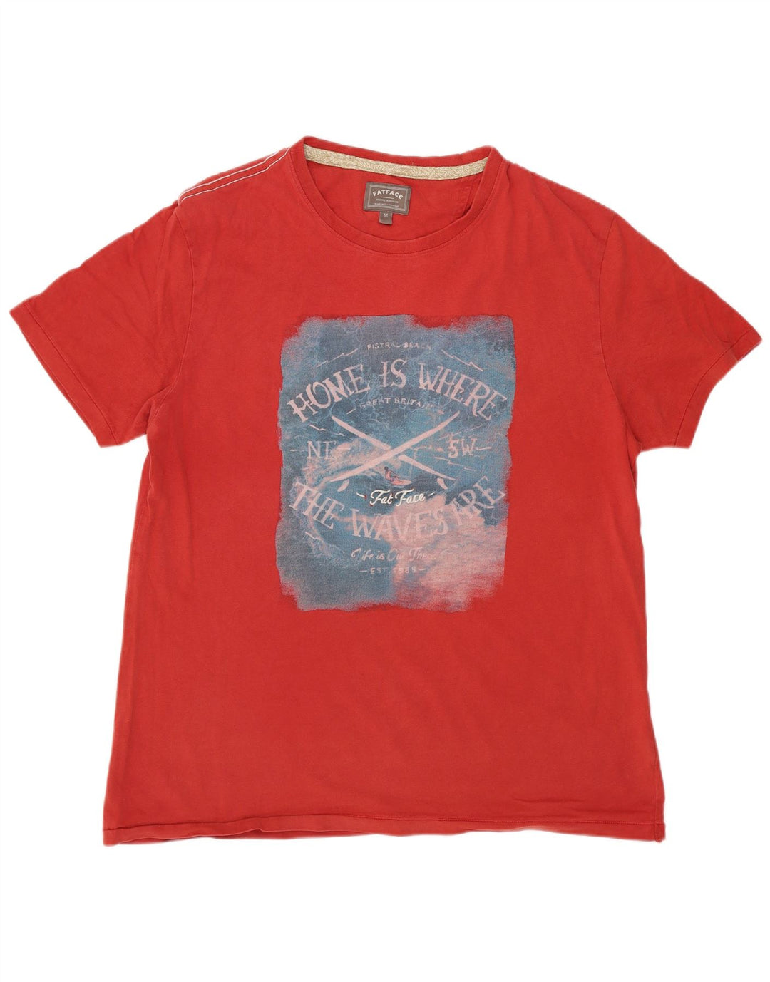 Fat Face Herren-T-Shirt mit Grafik, mittelrote Baumwolle