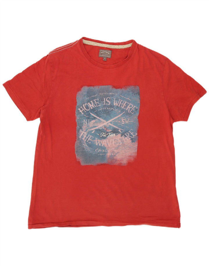 Fat Face Herren-T-Shirt mit Grafik, mittelrote Baumwolle