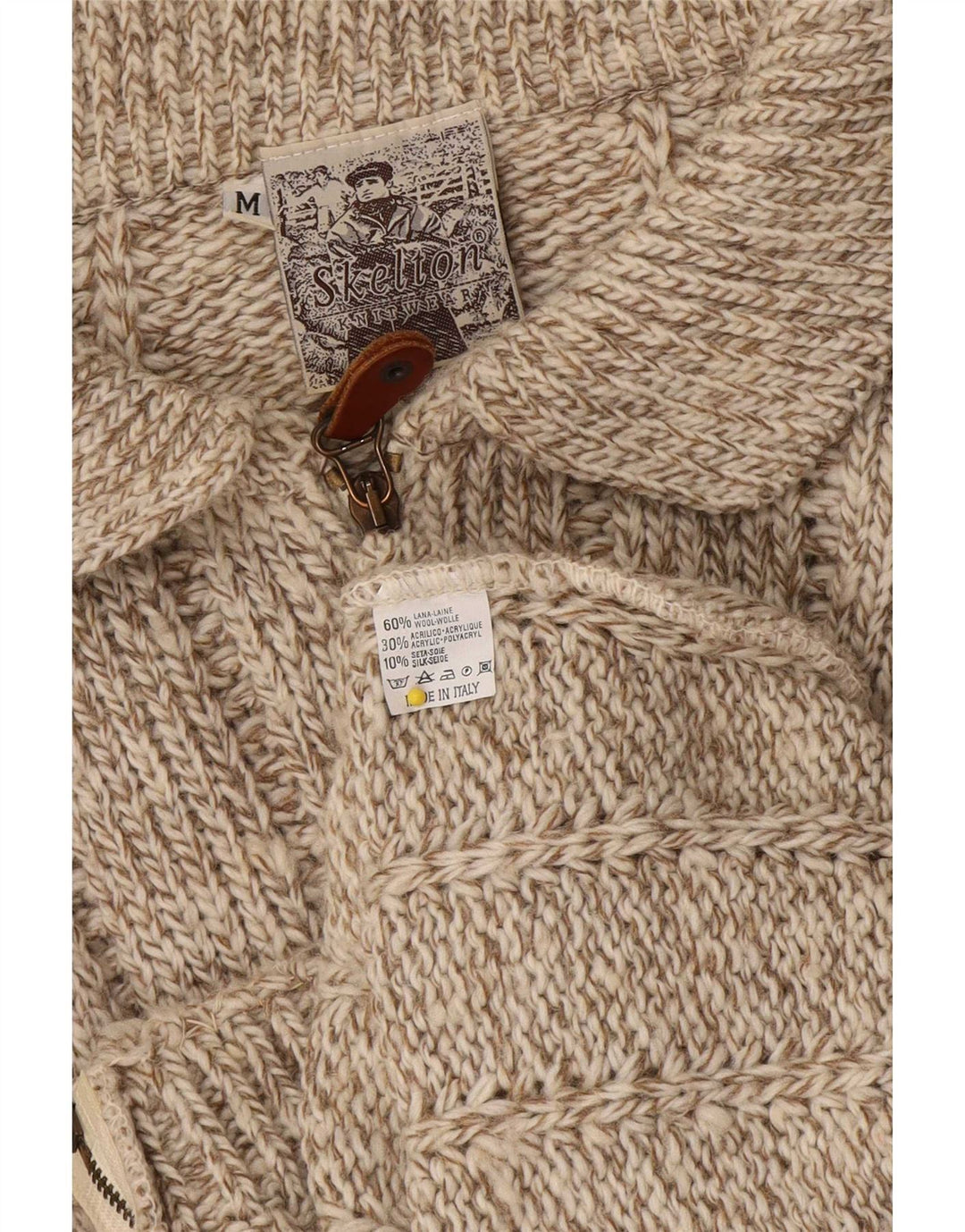 Vintage Damen Cardigan Pullover UK 14 Mittelbraun gefleckte Wolle