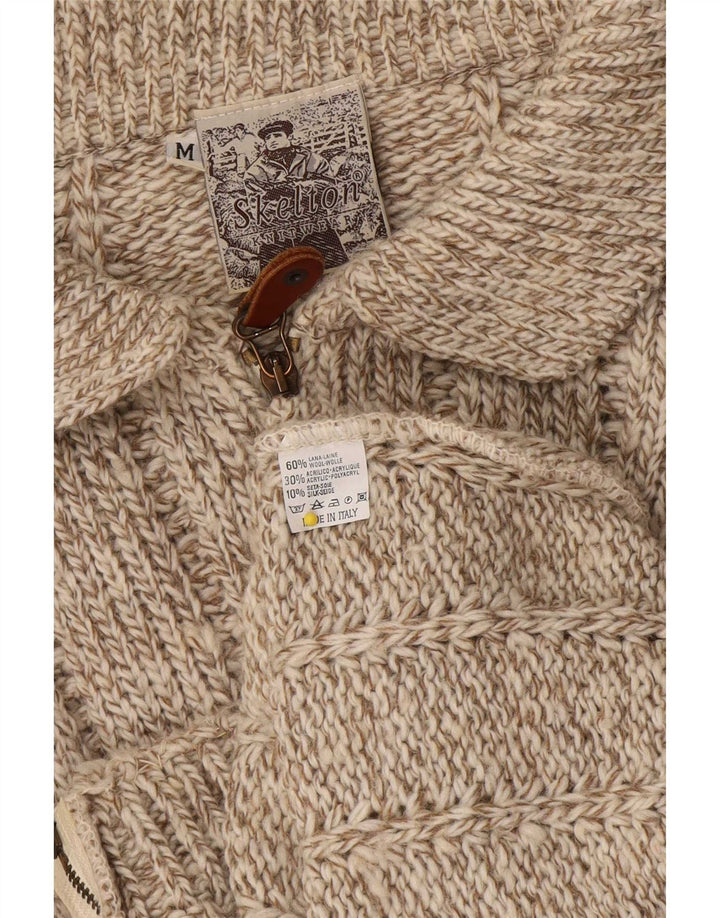 Vintage Damen Cardigan Pullover UK 14 Mittelbraun gefleckte Wolle