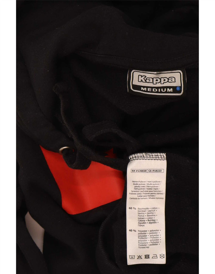 Kappa Herren Graphic Hoodie Pullover Mittelschwarze Baumwolle
