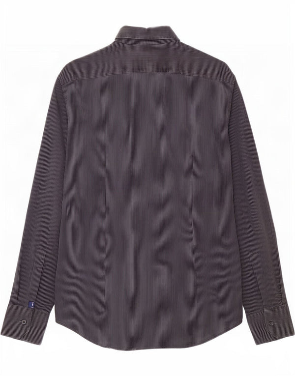 Trussardi Jeans Mens Shirt Medium Grey Pinstripe Cotton