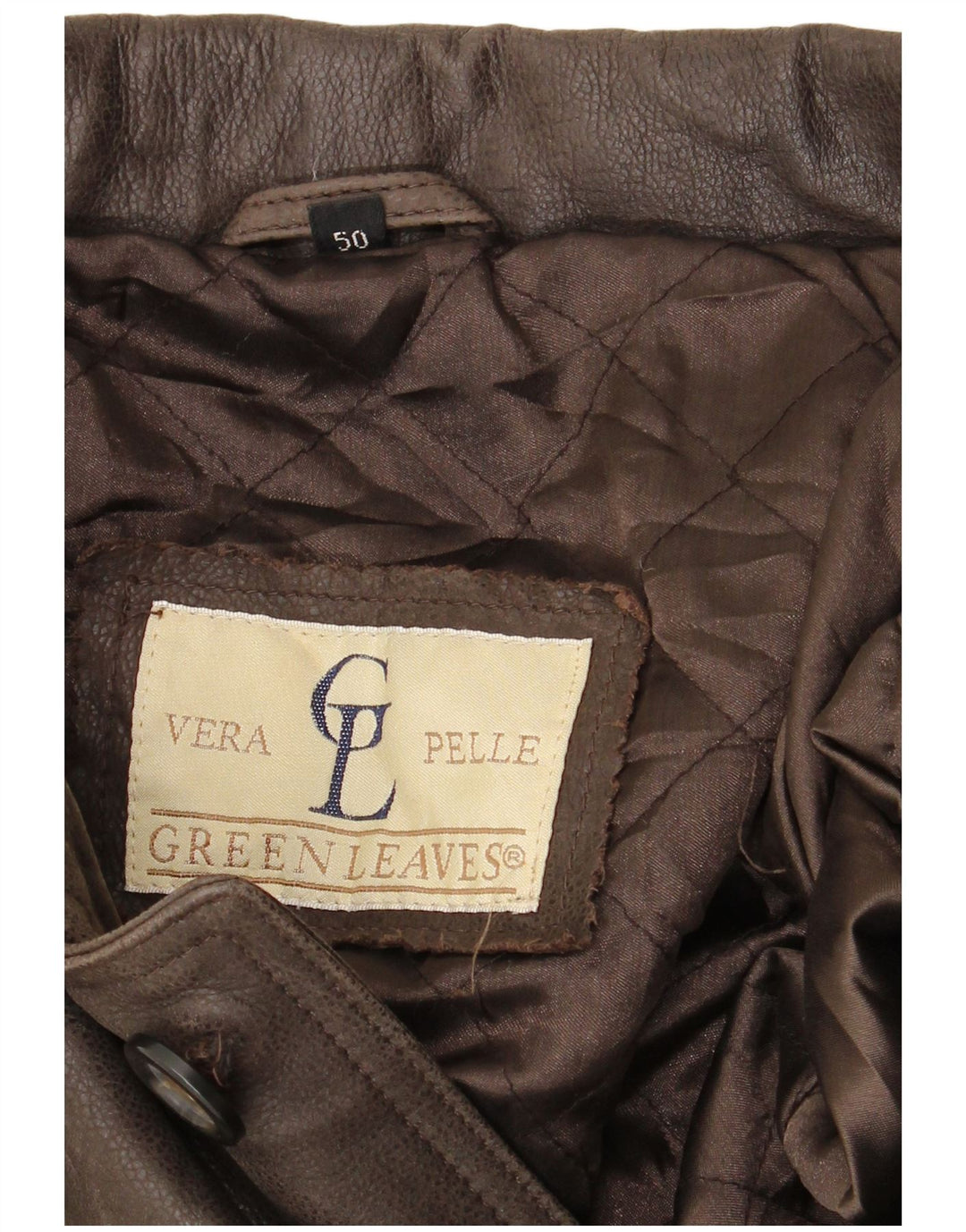 GREEN LEAVES Herren Lederjacke IT 50 Großes braunes Leder