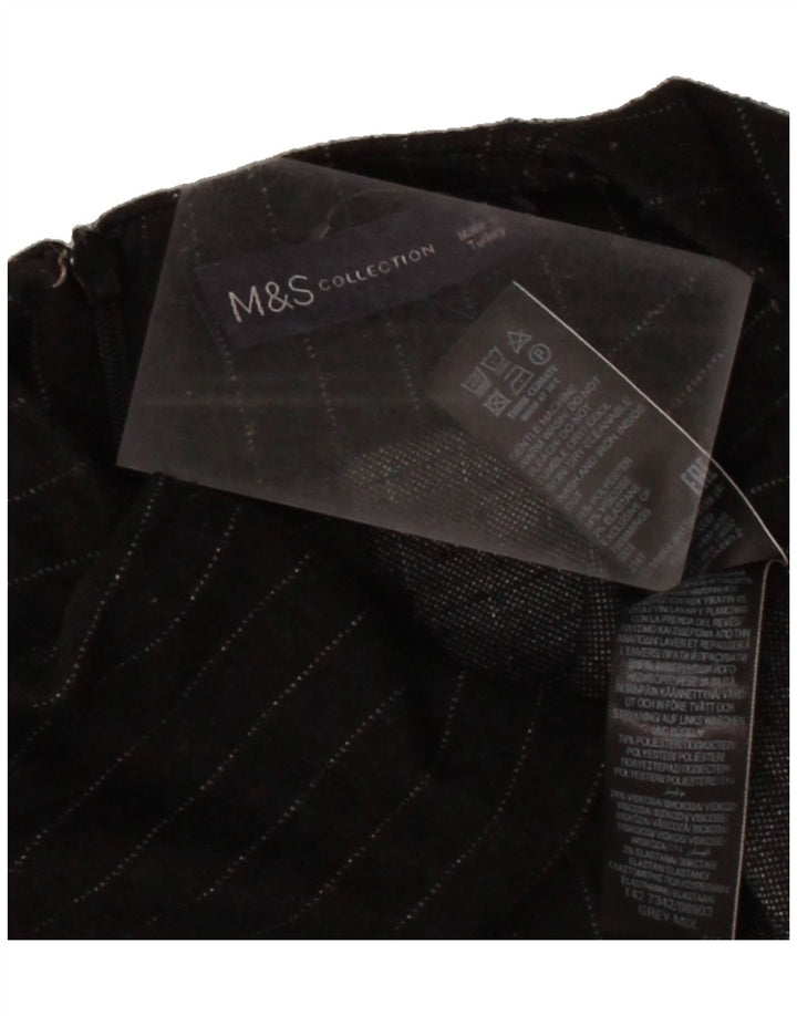MARKS & SPENCER Womens Long Sleeve Basic Dress UK 12 Medium Black Striped Vintage Marks & Spencer and Second-Hand Marks & Spencer from Messina Hembry 