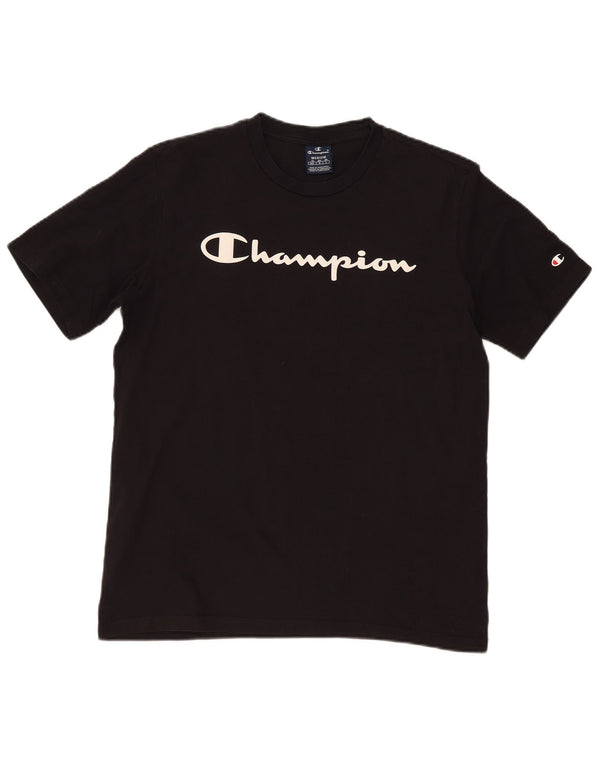 Champion Mens Graphic T-Shirt Top Medium Black