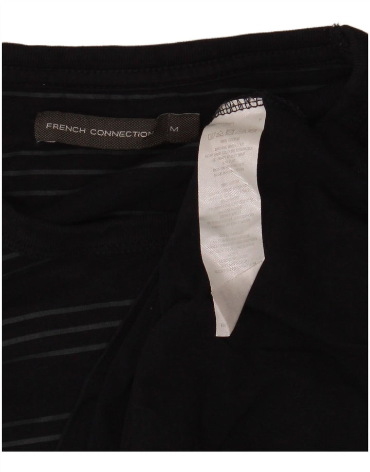 French Connection Herren-T-Shirt-Oberteil aus mittelblauer, gestreifter Baumwolle