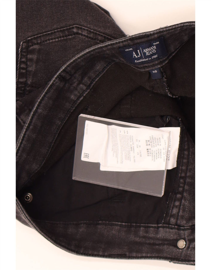 Armani Damen Straight Jeans W30 L30 Schwarze Baumwolle