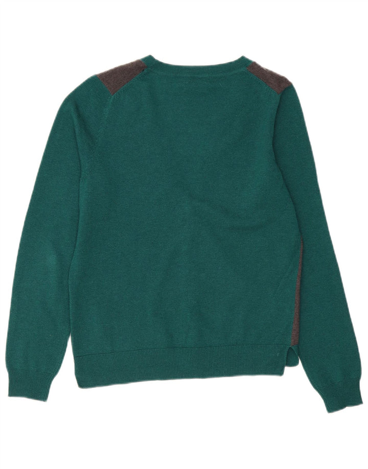 Massimo Dutti Damen-Cardigan-Pullover UK 14 Mittelgrüne Colourblock-Wolle