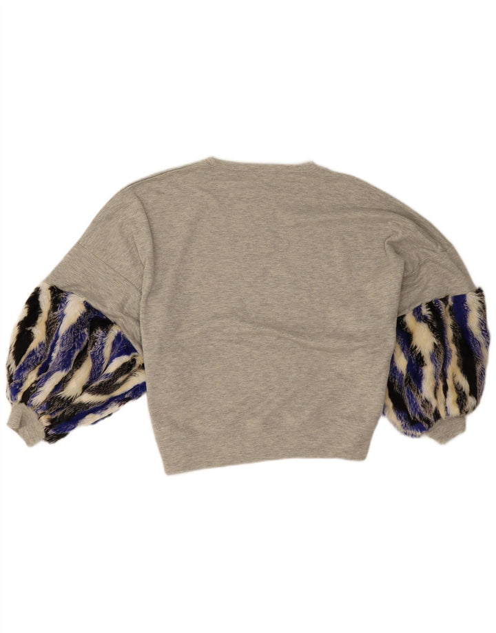 Zara Damen-Oversize-Top mit 3/4-Ärmeln, Größe S, Grau, Colourblock-Polyester
