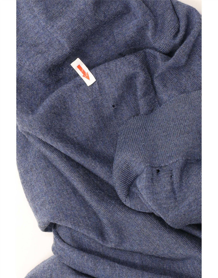 Tommy Hilfiger Herren-Pullover mit V-Ausschnitt aus mittelblauer Merinowolle