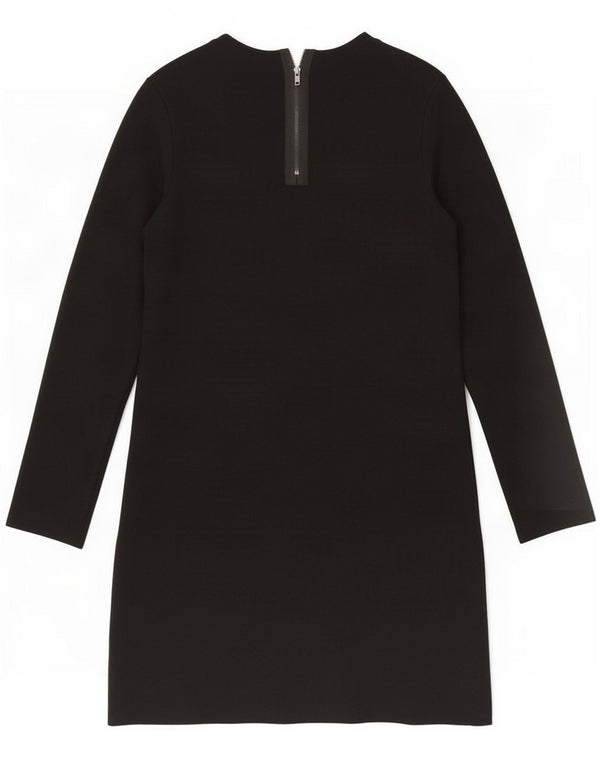 Zara Damen Langarm-Etuikleid UK 14 Mittelschwarze Viskose