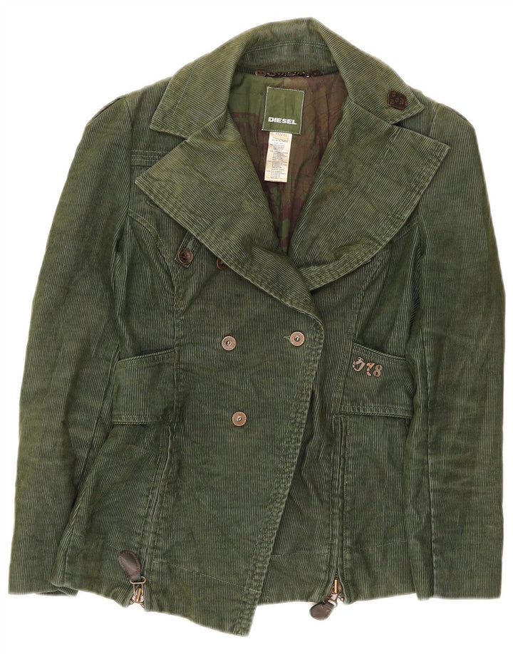 Diesel Damen Zweireihige Blazerjacke UK 6 XS Grün Polyester