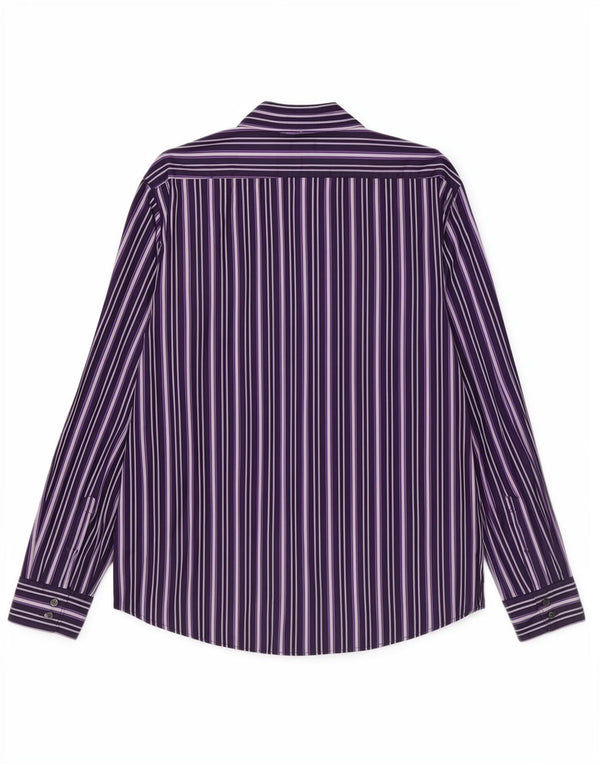 Hugo Boss Herrenhemd, groß, lila, gestreift, Baumwolle