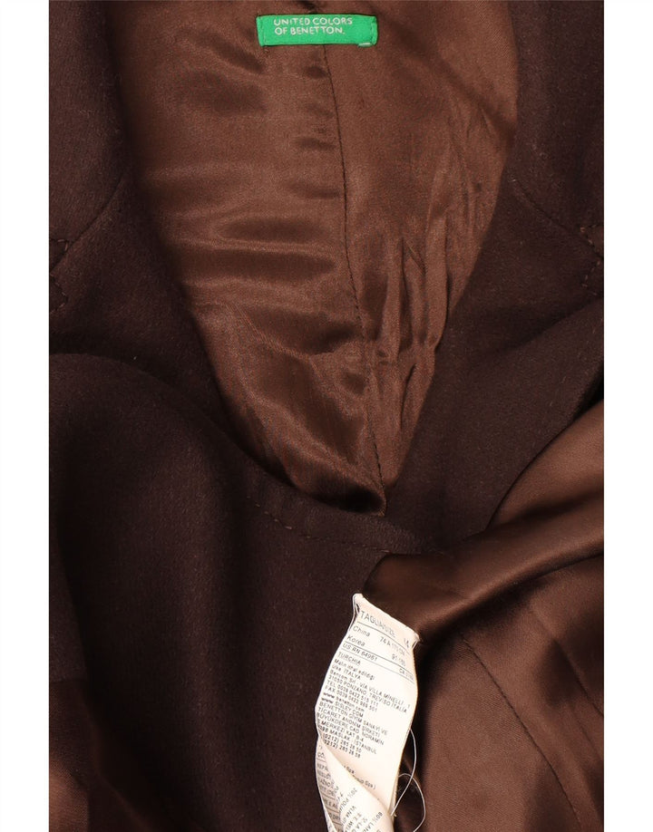 Benetton Damen Mantel IT 44 Mittelbraune Wolle