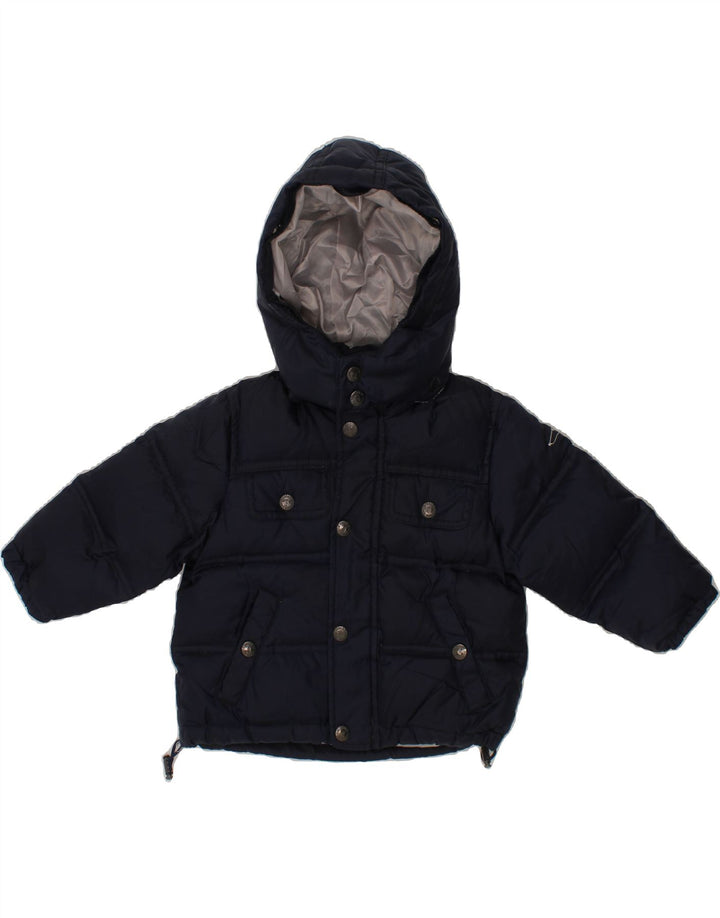 TRUSSARDI Baby Boys Hooded Padded Jacket 12-18 Months Navy Blue Polyester Vintage Trussardi and Second-Hand Trussardi from Messina Hembry 