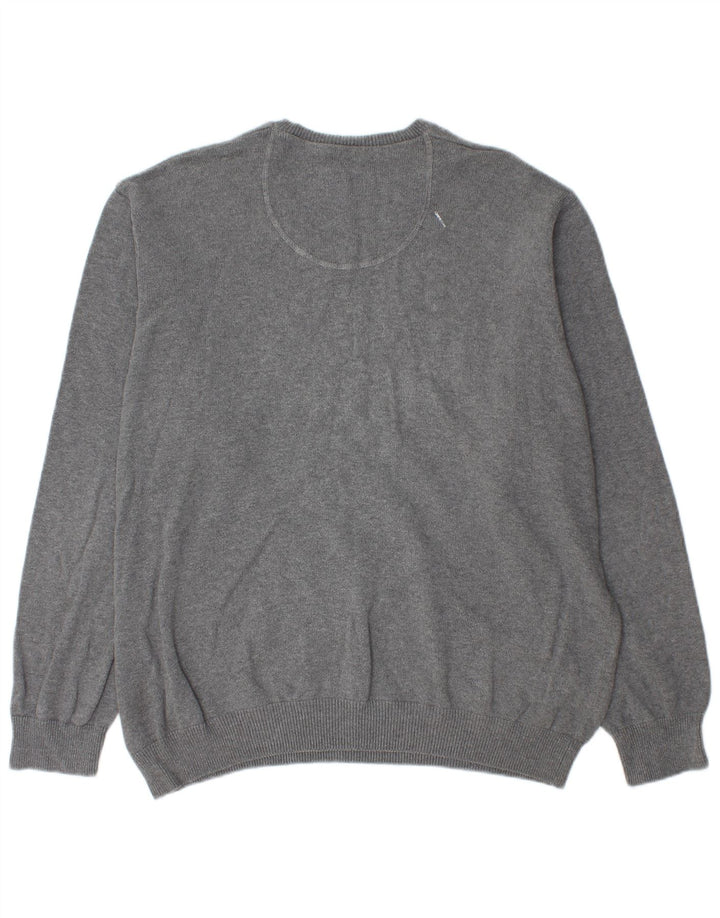 Marks & Spencer Herren Blue Harbor V-Ausschnitt Pullover Pullover 2XL Grau Baumwolle