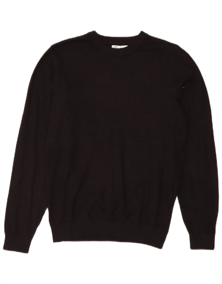 Zara Damen-Pullover mit Rundhalsausschnitt, Gr. 14, mittlere schwarze Viskose
