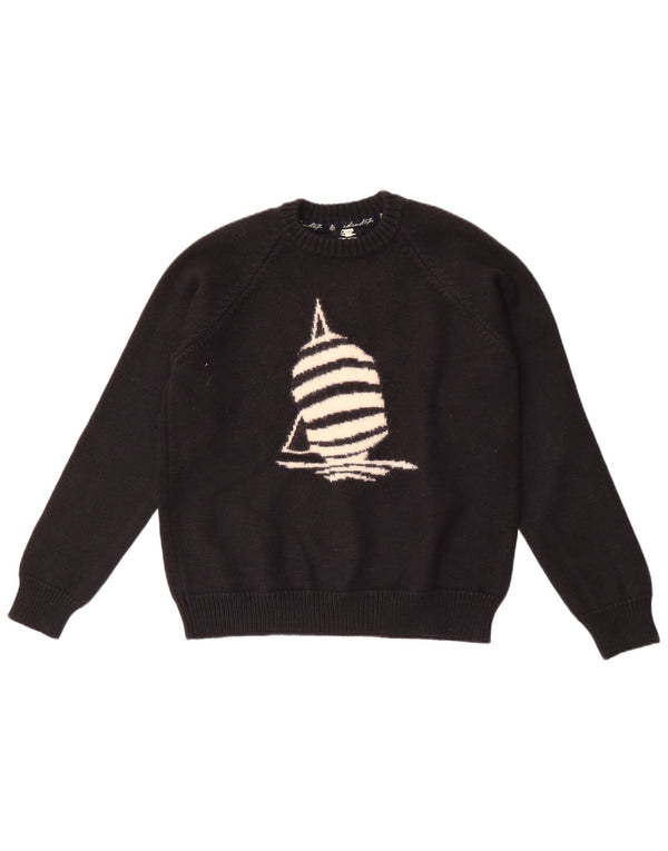 Marina Yachting Womens Graphic Crew Neck Jumper Sweater UK 16 Large Black